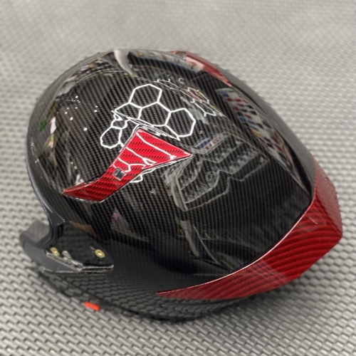 Nón KYT sơn nhúng carbon đỏ kandy