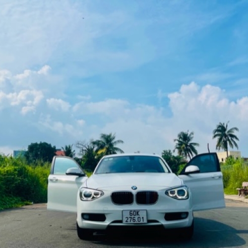 Sơn tút BMW 116i trắng kết hợp mâm đen bóng 